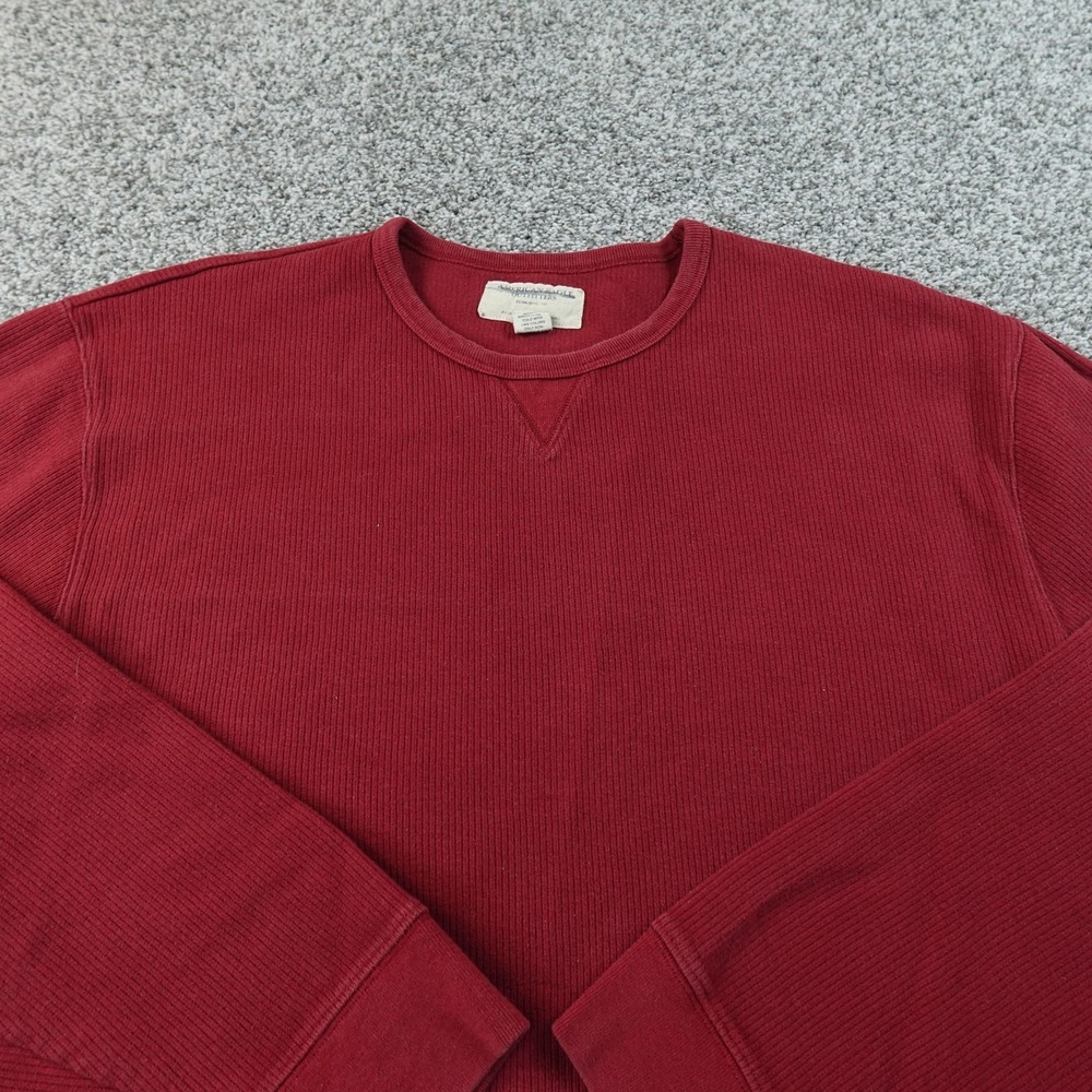 VTG American Eagle Shirt Mens XL Red Waffle Knit Thermal Crewneck Preppy 90s USA